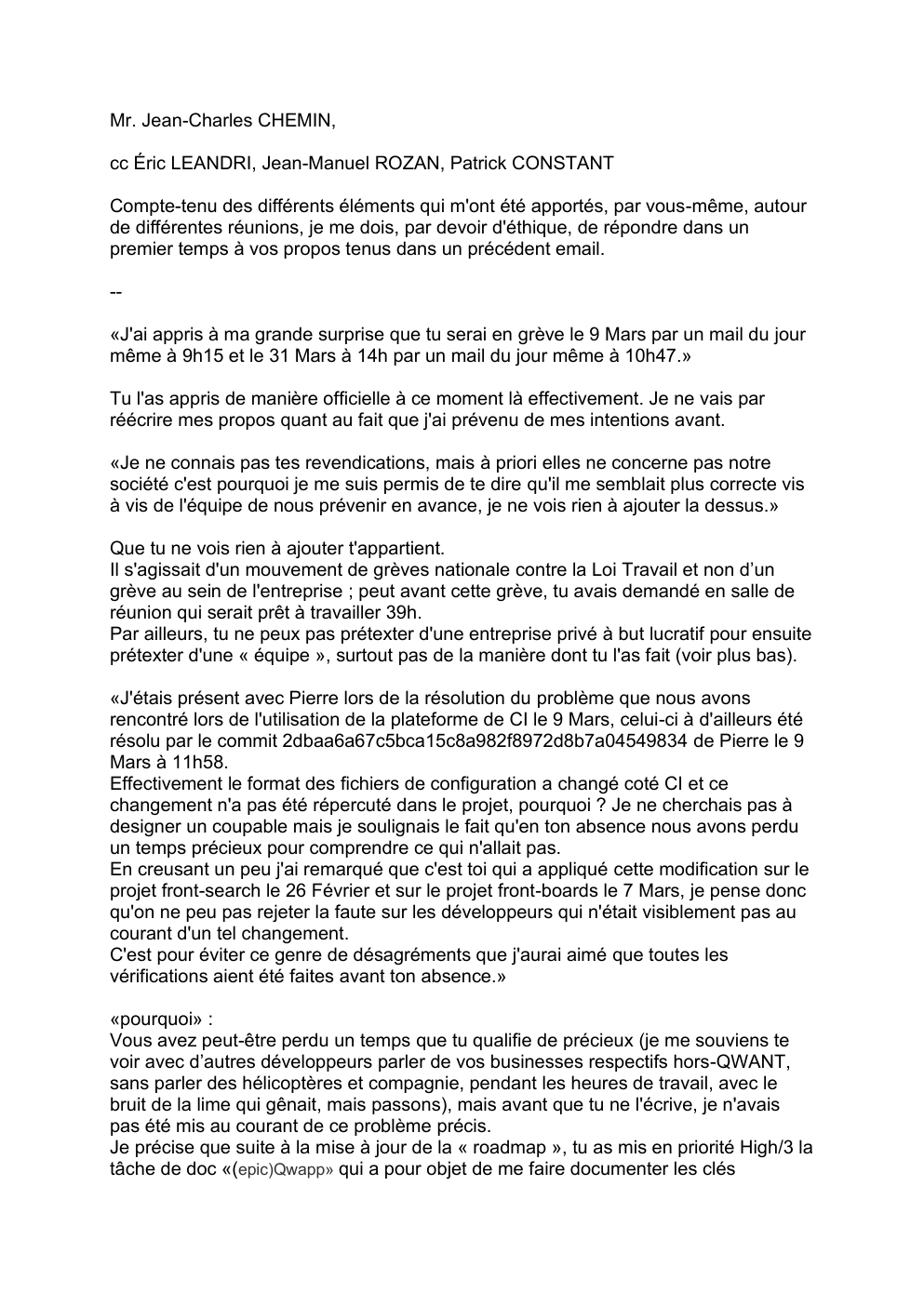 Projet non envoyé relatif à l'altercation — page 1 sur 9